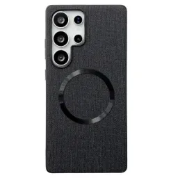 ქეისი Case For Samsung Galaxy S25 Ultra Case Drop-Proof TPU + Cloth Back Phone Cover Compatible with MagSafe - Black
