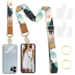 ტელეფონის რეგულირებადი სამაგრი Adjustable Crossbody Phone Lanyard Wrist Strap with 2 Tether Tabs + 2 Round Buckles - Landscape-JUSTSHOP.GE-ზე
