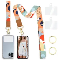 ტელეფონის რეგულირებადი სამაგრი Adjustable Crossbody Phone Lanyard Wrist Strap with 2 Tether Tabs + 2 Round Buckles - Oil Painting-JUSTSHOP.GE-ზე