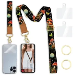 ტელეფონის რეგულირებადი სამაგრი Adjustable Crossbody Phone Lanyard Wrist Strap with 2 Tether Tabs + 2 Round Buckles - Mushroom-JUSTSHOP.GE-ზე