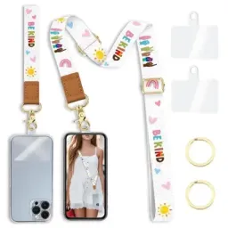 ტელეფონის რეგულირებადი სამაგრი Adjustable Crossbody Phone Lanyard Wrist Strap with 2 Tether Tabs + 2 Round Buckles - BE KIND-JUSTSHOP.GE-ზე