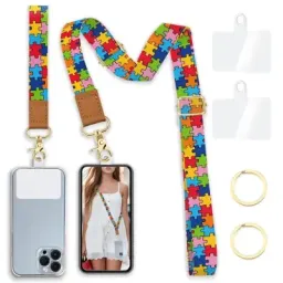 ტელეფონის რეგულირებადი სამაგრი Adjustable Crossbody Phone Lanyard Wrist Strap with 2 Tether Tabs + 2 Round Buckles - Colorful-JUSTSHOP.GE-ზე