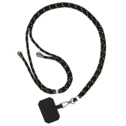 ტელეფონის რეგულირებადი სამაგრი Nylon Phone Lanyard Adjustable Phone Neck Shoulder Strap with Tether Tab - Black Green-JUSTSHOP.GE-ზე