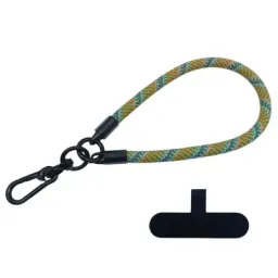 ტელეფონის რეგულირებადი სამაგრი Phone Hand Strap 8mm Polyester Short Strap Lanyard with Tether Tab, Length: 30cm - Green+Orange+Blue-JUSTSHOP.GE-ზე