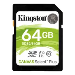 მეხსიერების ბარათი Flash CardKingston 64GB SDXC Canvas Select Plus 100MBs Read Class 10 UHS-I U1 V10 Memory Card (SDS264GB)-JUSTSHOP.GE-ზე