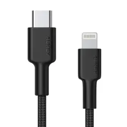 Lightning Aukey CB-CL5 MFI Braided Nylon USB-C to Lightning Cable 1.2m Black