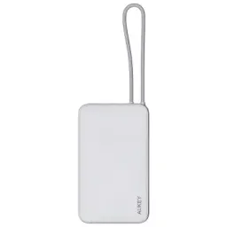 პორტატული დამტენი Power Bank Aukey PB-Y53 15W 10000mAh Spark Sling Lite Slim Power Bank with Buit-in USB-C Cable White-JUSTSHOP.GE-ზე