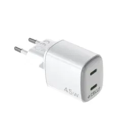 დამტენი Wall Charger Type- C Celly 45W Wall Charger 2xUSB-C White