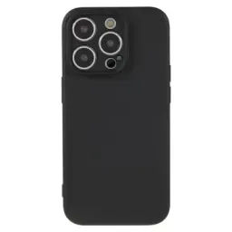 ქეისი Case For iPhone 15 Pro Rubberized Candy Color Shell Soft TPU + Fiber Lining Phone Case Phone Cover - Black