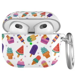 ჩასადები ქეისი AHASTYLE PT142-3 for Apple AirPods 3 Anti-drop Earphone Case Pattern Printing Earbud Charging Box Two-Piece Design TPU Cover with Carabiner - Dessert