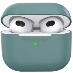 ჩასადები ქეისი AHASTYLE PT176 For Apple AirPods 3 Silicone Protective Case Bluetooth Earphone Anti-drop Cover with Anti-dust Charging Port Plug - Green