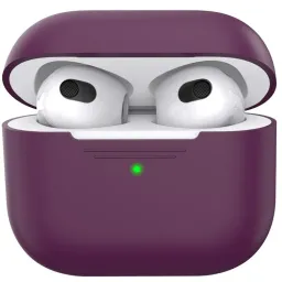 ჩასადები ქეისი AHASTYLE PT176 For Apple AirPods 3 Silicone Protective Case Bluetooth Earphone Anti-drop Cover with Anti-dust Charging Port Plug - Wine Red