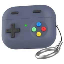 ჩასადები ქეისი AHASTYLE PT-DD04 For Apple AirPods Pro 2 Game Console Design Split Silicone Protective Cover Earphone Case - Midnight Blue