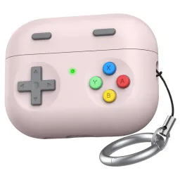 ჩასადები ქეისი AHASTYLE PT-DD04 For Apple AirPods Pro 2 Game Console Design Split Silicone Protective Cover Earphone Case - Pink