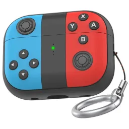 ჩასადები ქეისი AHASTYLE PT-JY08 For Apple AirPods Pro 2 Split Silicone Protective Cover Game Console Design Earphone Case - Red+Blue