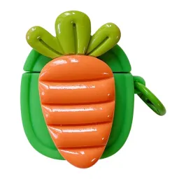 ჩასადები ქეისი For Apple AirPods 2nd gen.Creative Fruit Earphone Case Silicone Cover with Buckle - Carrot
