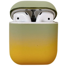 ჩასადები ქეისი For Apple AirPods 2nd gen.Gradient Frosted PC Hard Case Protective Cover (without Buckle) - Green Yellow