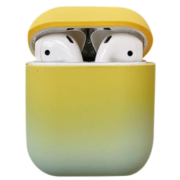 ჩასადები ქეისი For Apple AirPods 2nd gen.Gradient Frosted PC Hard Case Protective Cover (without Buckle) - Yellow Green-JUSTSHOP.GE-ზე