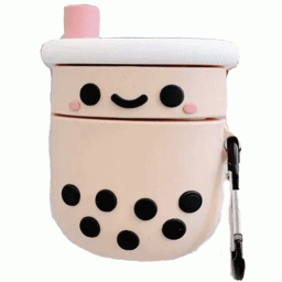 ჩასადები ქეისი For Apple AirPods 2nd gen.Shockproof Fruit-shaped Earphone Protective Silicone Case Cover Milk Tea