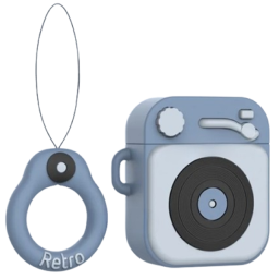 ჩასადები ქეისი For Apple AirPods 2nd gen.Silicone Earphone Case+Finger Ring Strap - Blue