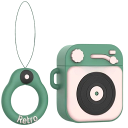 ჩასადები ქეისი For Apple AirPods 2nd gen.Silicone Earphone Case+Finger Ring Strap - Dark Green-JUSTSHOP.GE-ზე