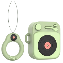 ჩასადები ქეისი For Apple AirPods 2nd gen.Silicone Earphone Case+Finger Ring Strap - Light Green-JUSTSHOP.GE-ზე