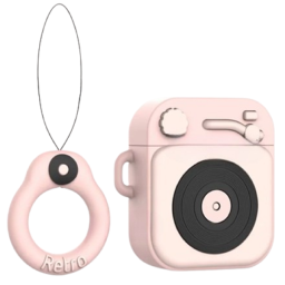 ჩასადები ქეისი For Apple AirPods 2nd gen.Silicone Earphone Case+Finger Ring Strap - Pink-JUSTSHOP.GE-ზე