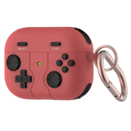 ჩასადები ქეისი For Apple AirPods 3 Game Controller Design Earbuds Case Soft Silicone Full Body Protective Cover with Keychain - Watermelon Red-JUSTSHOP.GE-ზე
