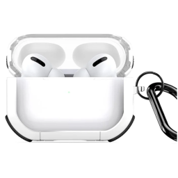 ჩასადები ქეისი for Apple AirPods Pro (2nd gen) DUX DUCIS PECD Series Earphones Case Shockproof Protection Cover with Keychain - White-JUSTSHOP.GE-ზე