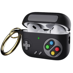 ჩასადები ქეისი for Apple AirPods Pro (Gen 2) (USB-C) AirPods Pro 2 , Game Console Design Earbuds Anti-drop Cover with Ring Buckle - Black-JUSTSHOP.GE-ზე