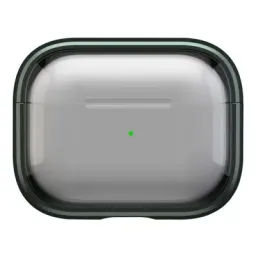 ჩასადები ქეისი For Apple AirPods Pro 2 Case PC+TPU Bluetooth Earbud Cover Phone Stand with Carabiner - Transparent Army Green-JUSTSHOP.GE-ზე
