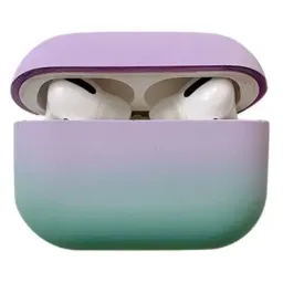 ჩასადები ქეისი For Apple AirPods Pro Gradient Frosted Bluetooth Earphone Protective Cover PC Hard Case (without Buckle) - Purple Green