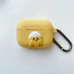 ჩასადები ქეისი for Apple AirPods Pro Soft TPU Bluetooth Earphone Protective Case with 3D Doll Decor - Yellow Chick-JUSTSHOP.GE-ზე