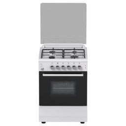 Gas Cooker Oz Oz OE 6040 W TOP FFD OQ60X60W4E Coocker, 4Gas, Oven-Electric, Convection,Lighter, 3Plates, 60x60x85, White, Top glass-JUSTSHOP.GE-ზე