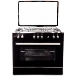 Gas Cooker Oz Oz OE 9050 BL OBig90X60B5E Coocker, 5Gas, Wok, Oven-Electric, 7Function, Turnspit, Cast Iron,90x60x85, Black, Top glass-JUSTSHOP.GE-ზე