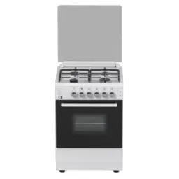 Gas Cooker Oz Oz OM 6040 W OCourved60x60 Coocker, 4Gas, Oven-Combined,Lighter, 2Plates, 60x60x85, White,Top glass-JUSTSHOP.GE-ზე