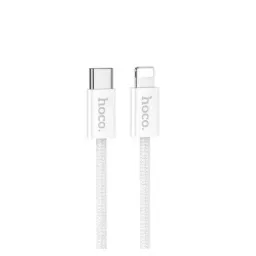 iOSLlightning კაბელი Hoco DU43 27W PD charging data cable Type-C to lightning (1M) White-JUSTSHOP.GE-ზე