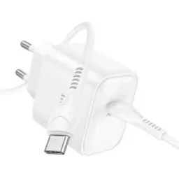 დამტენი Hoco DC71 Precise single port PD25W Charger Type-C (with C to C Cable) White-JUSTSHOP.GE-ზე