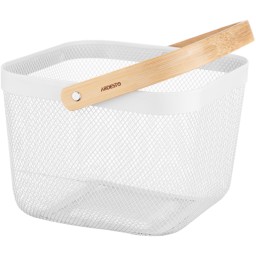 ხილის თასი Ardesto Basket with handle Midori 25х24.5х18cm, metal, wood, white-JUSTSHOP.GE-ზე