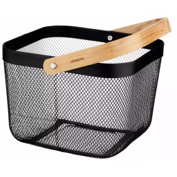 ხილის თასი Ardesto Basket with handle Midori 25х24.5х18cm, metal, bamboo, black-JUSTSHOP.GE-ზე