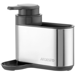 სააბაზანო ორგანაიზერი Ardesto Detergent organizer Minimalism, 8x12.7x16cm, plastic, stainless steel, grey-JUSTSHOP.GE-ზე