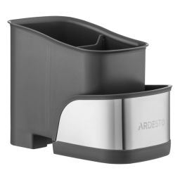 სააბაზანო ორგანაიზერი Ardesto Brush organizer Minimalism, 15x10x13.5cm, plastic, stainless steel, grey-JUSTSHOP.GE-ზე