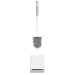 სახეხი ჯაგრისი Ardesto Toilet brush set with stand 11.5x5.6x43cm, plastic, white-JUSTSHOP.GE-ზე