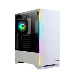 კომპიუტერის ქეისი Zalman Computer case S5, MidT, 2xUSB2.0,1xUSB3.0, 1x120,1x120 RGB,tempered glass (side panel), without PSU, white