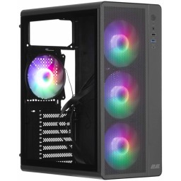 კომპიუტერის ქეისი 2E-V510B, PC case 2E GAMING Credo Plus V510B without PSU, 1xUSB3.0, 1х USB 2.0, 1xUSB Type-C, 4x120mm RGB Rainbow, VGA 310mm, TG Side Panel, ATX, black