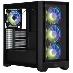 კომპიუტერის ქეისი 2E GAMING PC case Dominator Pro G2302B, without PSU, 2xUSB3.0, 1xUSBType-C, 4x120mm ARGB, VGA 380mm, LCS ready, controller with remote, TG Side Panel, TG/Mesh Front panel, ATX, black-JUSTSHOP.GE-ზე