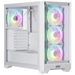 კომპიუტერის ქეისი 2E GAMING PC case Dominator Pro G2302W, without PSU, 2xUSB3.0, 1xUSBType-C, 4x120mm ARGB, VGA 380mm, LCS ready, controller with remote, TG Side Panel, TG/Mesh Front panel, ATX, white-JUSTSHOP.GE-ზე