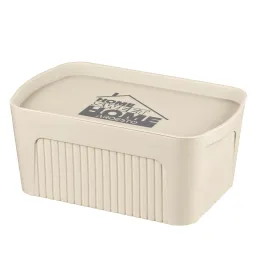 პლასმასის კონტეინერი Ardesto Storage box with lid 32х21.5х14cm, 6l, plastic PP, beige-JUSTSHOP.GE-ზე