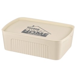 პლასმასის კონტეინერი Ardesto Storage box with lid 45.5х31х14cm, 13l, plastic PP, beige-JUSTSHOP.GE-ზე