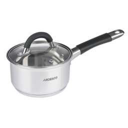 ARDESTO Saucepan Gemini, glass lid, 1.2 l, gray handles with silicone-JUSTSHOP.GE-ზე